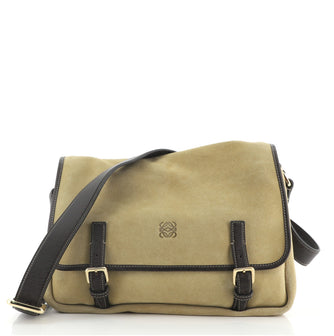 Loewe Belted Messenger Bag Suede and Leather Large