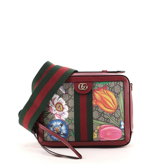 Gucci Ophidia Zip Around Camera Bag Flora GG Coated Canvas Small 76661