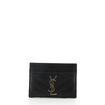 Saint Laurent Classic Monogram Card Holder Matelasse Chevron Leather