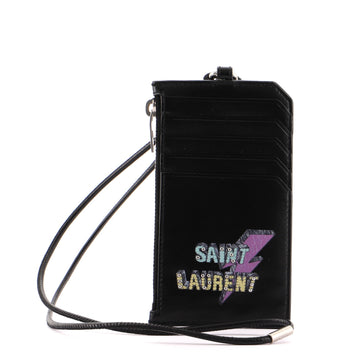 Saint Laurent Lanyard Fragment Zip Card Holder Leather