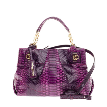 Salvatore Ferragamo W Chain Tote Python Small