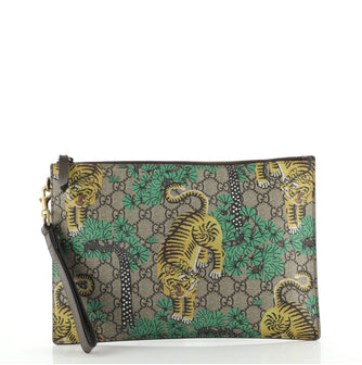 Gucci Zipped Pouch Bengal Print GG Coated Canvas Large