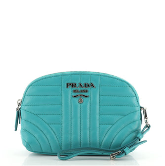 Prada Wristlet Pouch Diagramme Quilted Leather