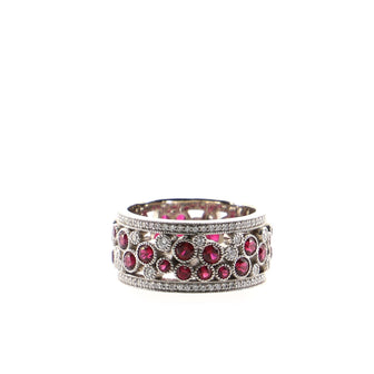 Tiffany & Co. Cobblestone Band Ring Platinum with Diamonds and Rubies 9.5mm