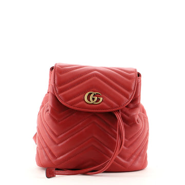 Gucci GG Marmont Drawstring Backpack Matelasse Leather Mini