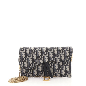 Christian Dior Saddle Chain Wallet Oblique Canvas