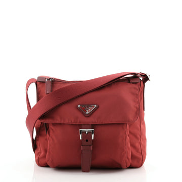 Prada Buckle Messenger Bag Tessuto Small