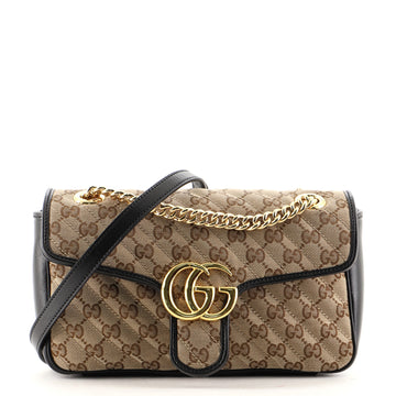 Gucci GG Marmont Flap Bag Diagonal Quilted GG Canvas Small
