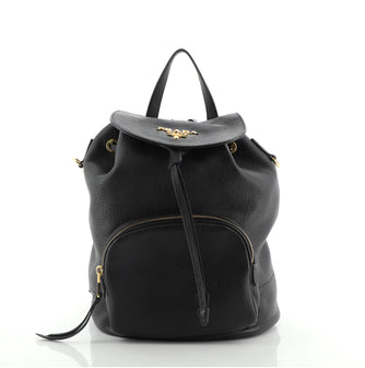 Prada Front Pocket Drawstring Backpack Vitello Daino Medium