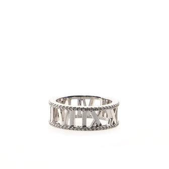Tiffany & Co. Atlas Open Ring 18K White Gold and Diamonds 7mm