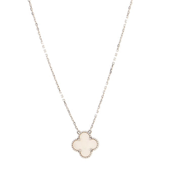 Van Cleef & Arpels Vintage Alhambra Pendant Necklace 18K White Gold and Mother of Pearl