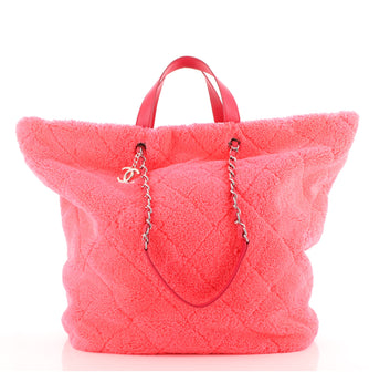 Chanel CC Charm Shopping Tote Quilted Mixed Fibers Large