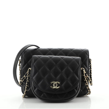 Chanel Side Packs Crossbody Bag Quilted Lambskin Small