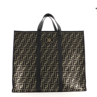Fendi Karligraphy Tote Metallic Zucca Canvas Large