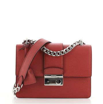 Prada Sound Chain Shoulder Bag Saffiano Leather Small