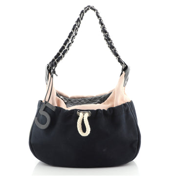 Chanel Sport Drawstring Chain Hobo Canvas with Quilted Lambskin Medium