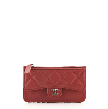 Chanel Flap Zip Card Holder Quilted Caviar