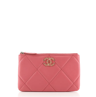 Chanel 19 O Case Pouch Quilted Goatskin Small