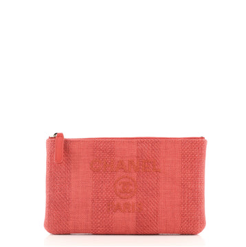 Chanel Deauville Pouch Striped Mixed Fibers Small