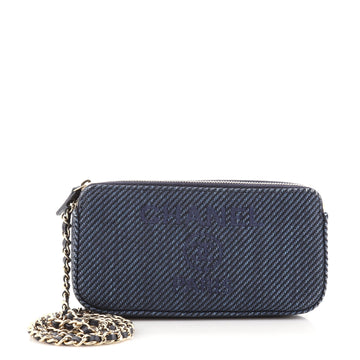 Chanel Deauville Double Zip Clutch with Chain Raffia