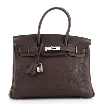 Hermes Birkin Handbag Brown Togo with Palladium Hardware 30