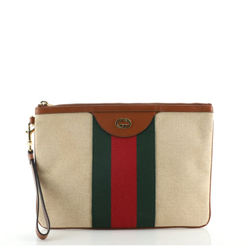 Gucci Wristlet Zip Pouch Vintage Web Canvas