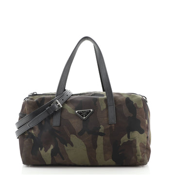 Prada Convertible Camouflage Boston Bag Printed Tessuto Small
