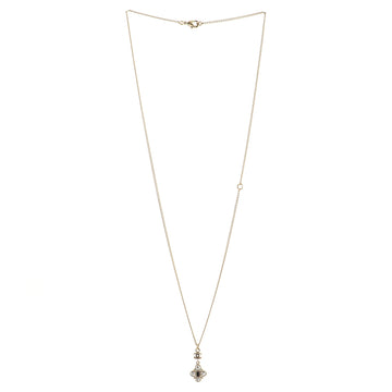Chanel CC Drop Pendant Necklace Metal with Crystals