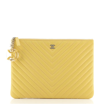 Chanel Charm O Case Pouch Chevron Lambskin Medium