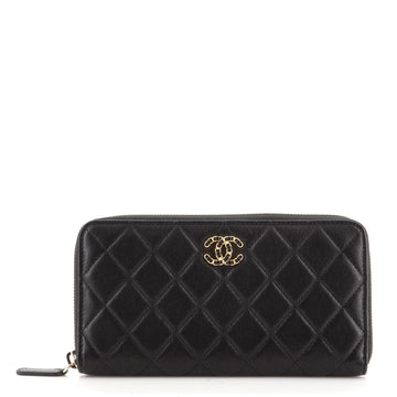 Chanel Chain Infinity Zip Around Wallet Quilted Lambskin Long