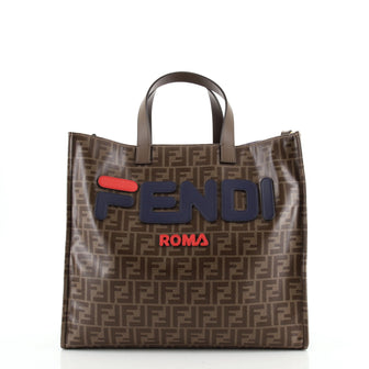 Fendi Mania Logo Shopper Tote Zucca Coated Canvas Large