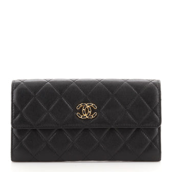 Chanel Chain Infinity Flap Wallet Quilted Lambskin Long