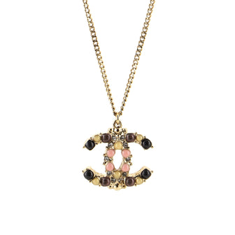Chanel Gripoix CC Pendant Necklace Metal with Glass, Crystals and Faux Pearl