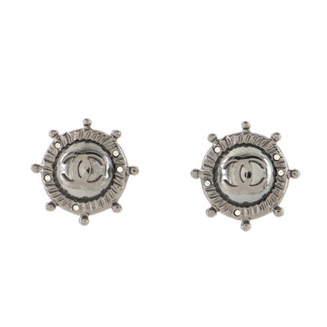 Chanel CC Wheel Clip-On Earrings Metal with Crystals