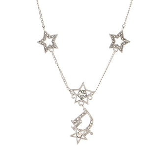 Christian Dior Star Logo Pendant Necklace Metal and Crystals