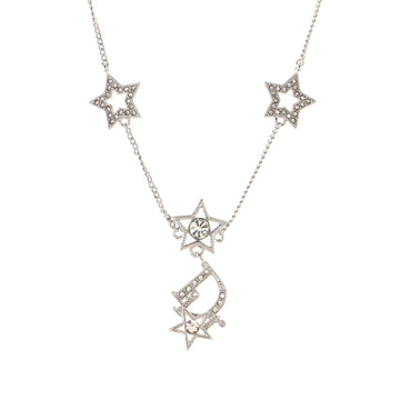 Christian Dior Star Logo Pendant Necklace Metal and Crystals