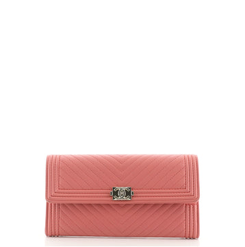 Chanel Boy Flap Wallet Chevron Lambskin Long