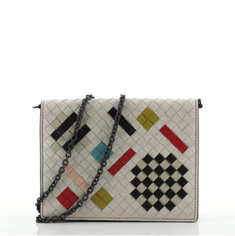 Bottega Veneta Flap Wallet on Chain Printed Intrecciato Nappa Small