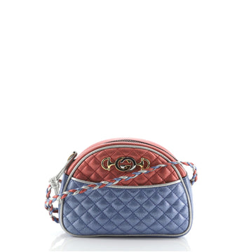 Gucci Trapuntata Camera Shoulder Bag Quilted Laminated Leather Mini