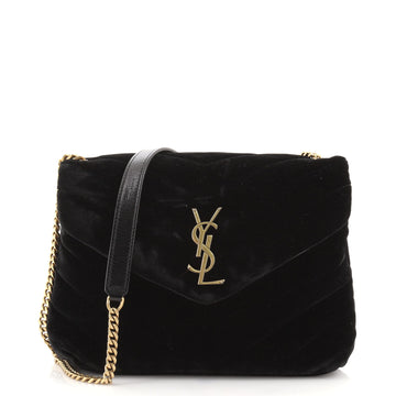 Saint Laurent LouLou Shoulder Bag Matelasse Chevron Suede Small