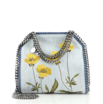 Stella McCartney Falabella Fold Over Crossbody Bag Embroidered Denim Mini