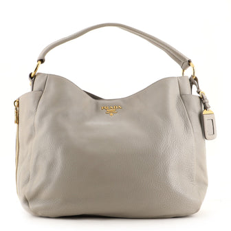 Prada Side Pocket Zip Hobo Vitello Daino Large