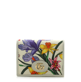 Gucci GG Marmont Flap Card Case Flora Canvas