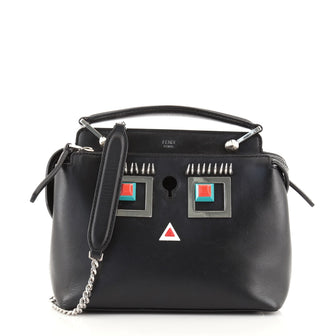 Fendi DotCom Faces Convertible Satchel Embellished Leather Small