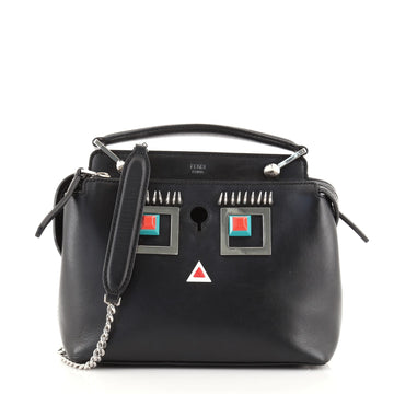 Fendi DotCom Faces Convertible Satchel Embellished Leather Small