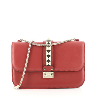 Valentino Glam Lock Shoulder Bag Leather Medium