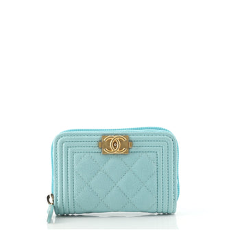 Chanel Boy Zip Coin Purse Quilted Iridescent Caviar Small
