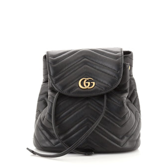 Gucci GG Marmont Drawstring Backpack Matelasse Leather Mini