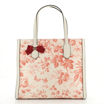Gucci GG Ribbon Tote Coated Printed Canvas Medium