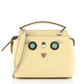 Fendi DotCom Faces Convertible Satchel Embellished Leather Small